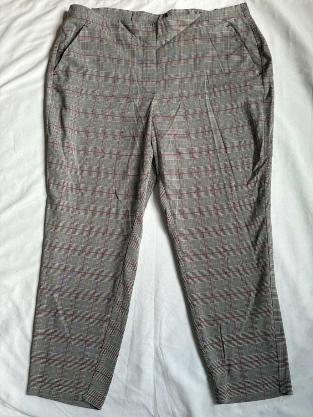 Nine West White Black Red Stripes Houndstooth Crop Pants Size XXL